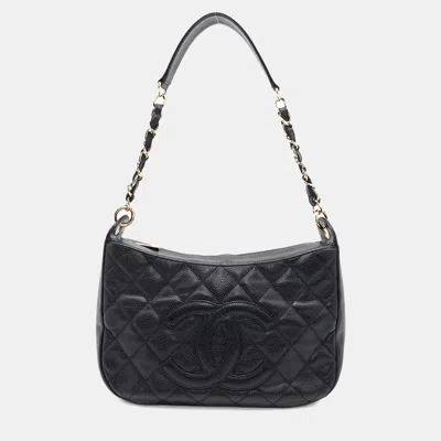 Pre-owned Chanel Matelasse One Belt Bag Black Caviar Leather
