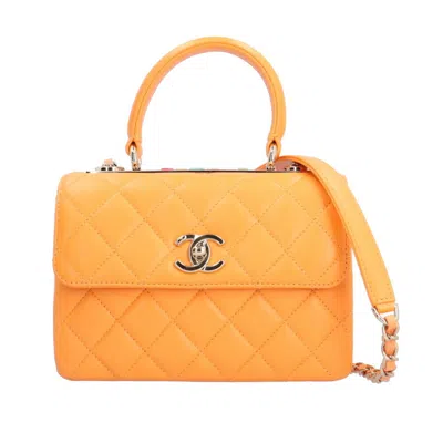 Pre-owned Chanel Matelasse Orange Leather Shoulder Bag ()