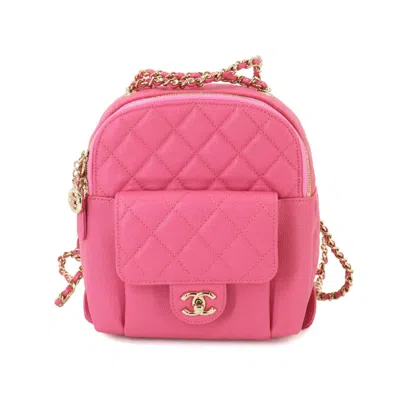Pre-owned Chanel Matelasse Pink Grained Calfskin Backpack ()