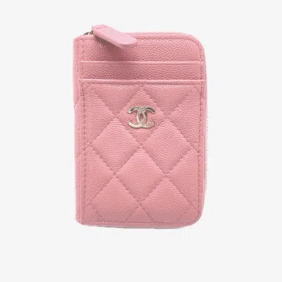 Pre-owned Chanel Matelasse Pink Grained Calfskin Coin Purse/coin Case ()
