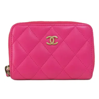 Pre-owned Chanel Matelasse Pink Leather Coin Purse/coin Case ()