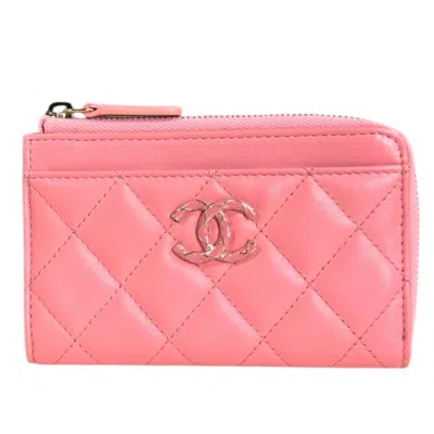 Pre-owned Chanel Matelasse Pink Leather Coin Purse/coin Case ()