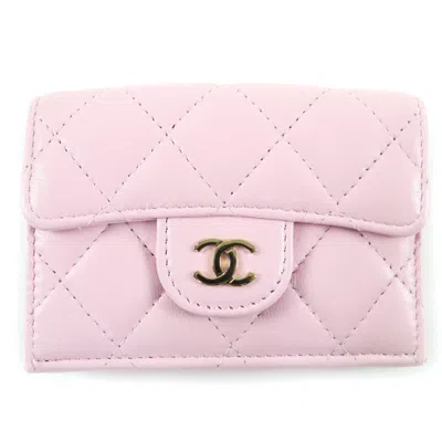 Pre-owned Chanel Matelasse Pink Leather Wallet (tri-fold) ()