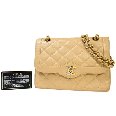 Pre-owned Chanel Matelassé Plated Shoulder Bag () In Beige