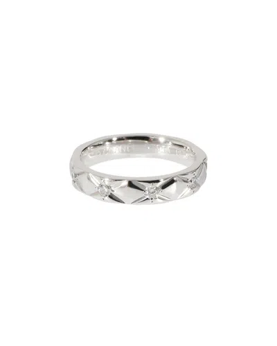 Pre-owned Chanel Matelasse Platinum 0.50 Ct. Tw. Diamond Ring (authentic Pre-loved)