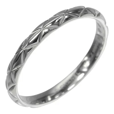 Pre-owned Chanel Matelasse Platinum 950 Band Ring ()