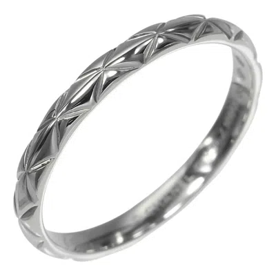 Pre-owned Chanel Matelasse Platinum 950 Band Ring ()