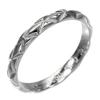 Pre-owned Chanel Matelasse Platinum Silver Platinum Ring Jewelry ()