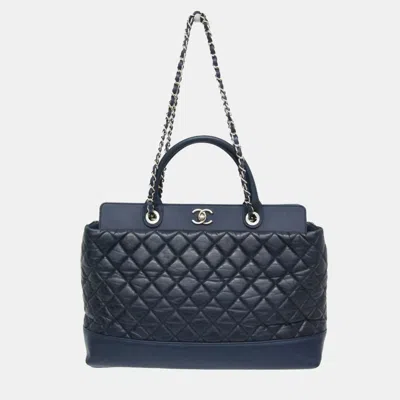 Pre-owned Chanel Matelasse Portobello Tote Bag Leather Shoulder Bag Tote Bag Navy In Blue