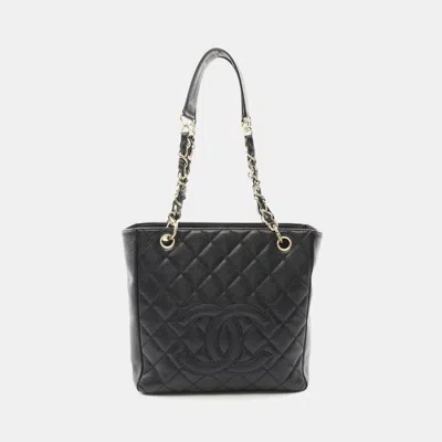 Pre-owned Chanel Matelasse Pst Tote Chain Shoulder Bag Leather Black Ghw