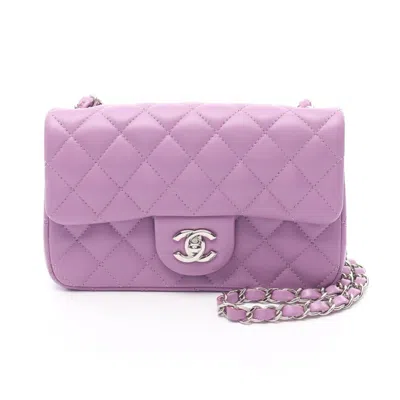 Pre-owned Chanel Matelasse Purple Leather Shoulder Bag ()
