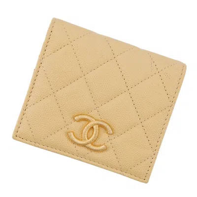 Pre-owned Chanel Matelasse Purple Yellow Grained Calfskin Wallet (bi-fold) ()