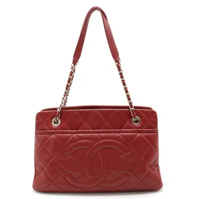 Pre-owned Chanel Matelasse Red Color Caviar Leather Shoulder Bag Tote Bag ()