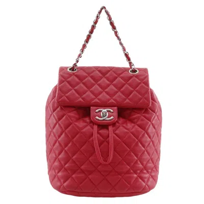Pre-owned Chanel Matelasse Red Color Leather Backpack ()