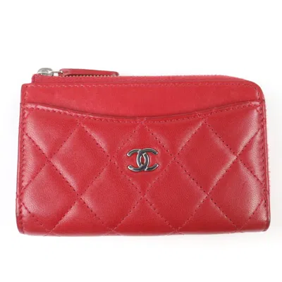 Pre-owned Chanel Matelasse Red Color Leather Coin Purse/coin Case ()