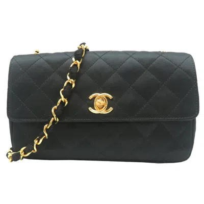 Pre-owned Chanel Matelasse Satin Shoulder Bag () In Black