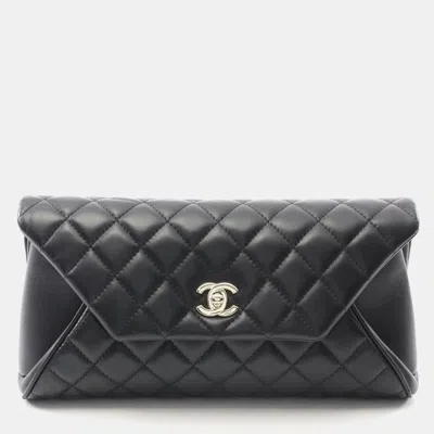 Pre-owned Chanel Matelasse Second Bag Clutch Lambskin (sheepskin) Black