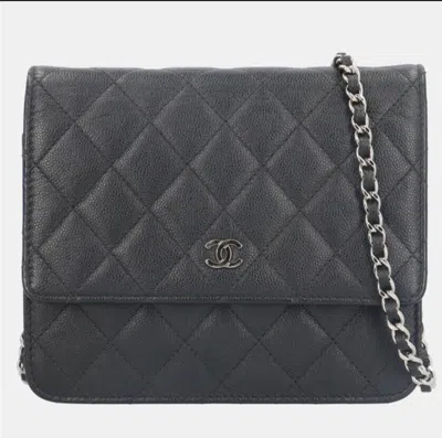 Pre-owned Chanel Matelasse Shoulder Bag In Black Caviar Skin