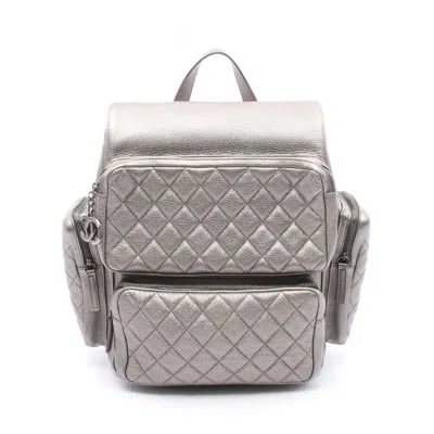 Pre-owned Chanel Matelasse Silver Leather Backpack ()