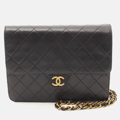 Pre-owned Chanel Matelasse Single Flap Black Lambskin Handbag
