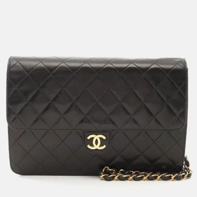 Pre-owned Chanel Matelasse Single Flap Black Lambskin Handbag