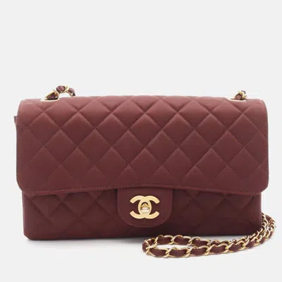 Pre-owned Chanel Matelasse Single Flap Chain Shoulder Crossbody Bag Nylon Bordeaux Ghw In Burgundy