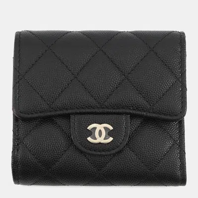 Pre-owned Chanel Matelasse Small Flap Wallet Black Caviar Leather