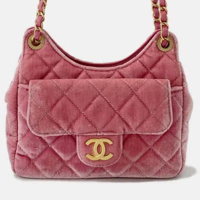 Pre-owned Chanel Matelasse Small Hobo Shoulder Bag Pink Velour