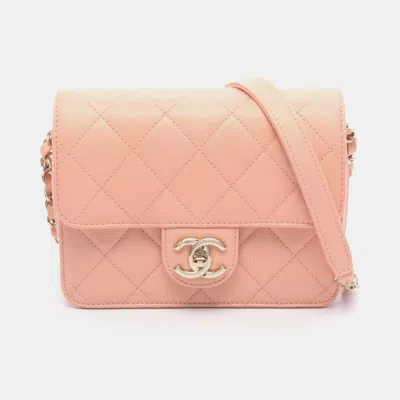Pre-owned Chanel Matelasse Small Pink Grained Calfskin Leather Flap Bag