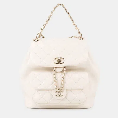 Pre-owned Chanel Matelasse Smallbackpack White Lambskin
