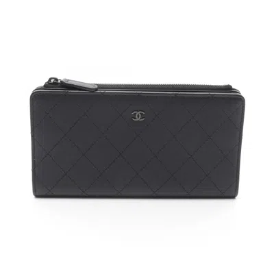 Pre-owned Chanel Matelasse So Black Calfskin Long Wallet