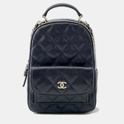 Pre-owned Chanel Matelasse Timeless Classics Backpack Black Caviar Leather Size Mini