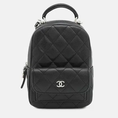 Pre-owned Chanel Matelasse Timeless Classics Mini Backpack Black Caviar Leather