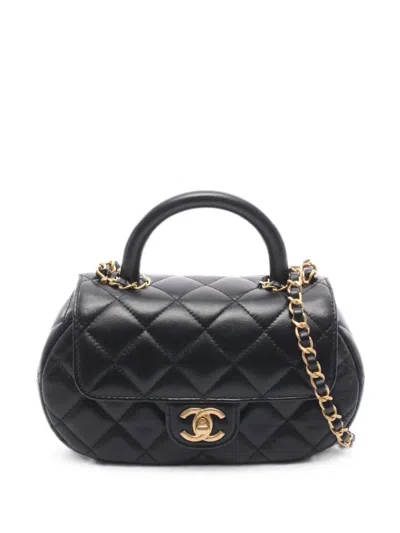 Pre-owned Chanel Matelasse Top Handle Tote Bag In Black