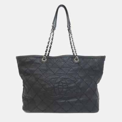 Pre-owned Chanel Matelasse Tote Bag Grained Calfskin In Black