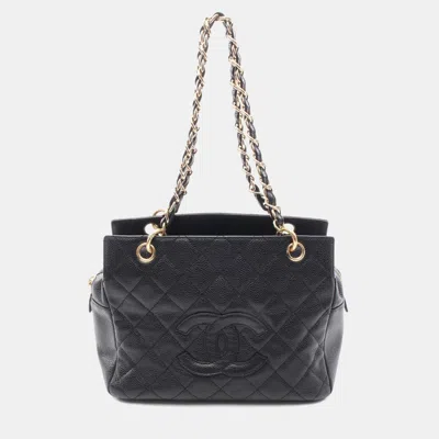 Pre-owned Chanel Matelasse Tote Shoulder Bag Leather Black Cc Coco