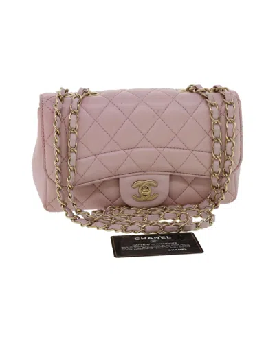 Pre-owned Chanel Matelasse Turn Lock Chain Shoulder Bag Lamb Skin Pink Cc Auth 32151a