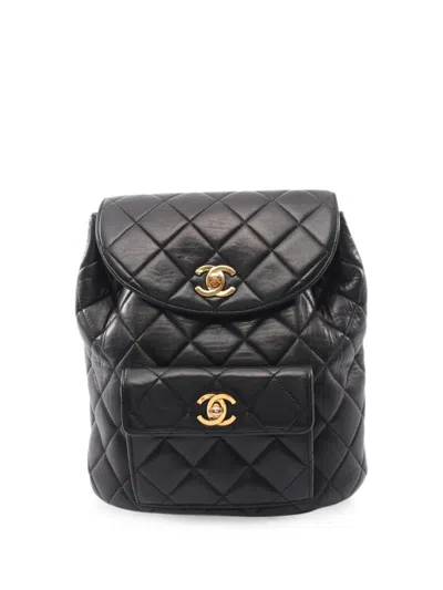 Pre-owned Chanel Matelassé Turn-lock Backpack In Black