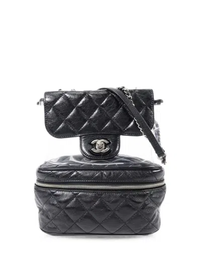 Pre-owned Chanel Matelasse Turn-lock Backpack In Black
