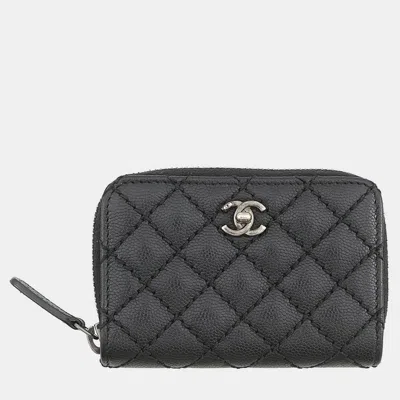 Pre-owned Chanel Matelasse Turnlock Motif Coin Purse Black Caviar Leather