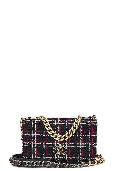 Pre-owned Chanel Matelasse Tweed Chain Flap Shoulder Bag In Navy