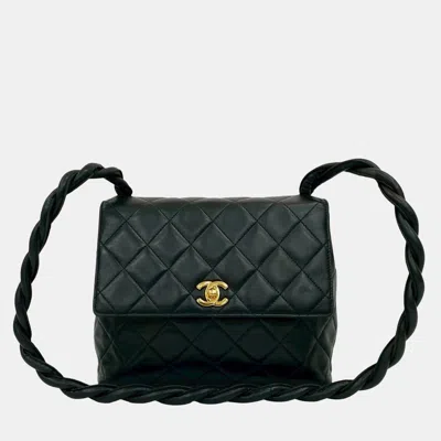 Pre-owned Chanel Matelasse Twisted Strap Black Lambskin Shoulder Bag
