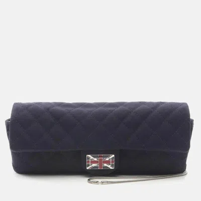 Pre-owned Chanel Matelasse Union Jack Navy Canvas Fabric Shoulder Bag In Blue