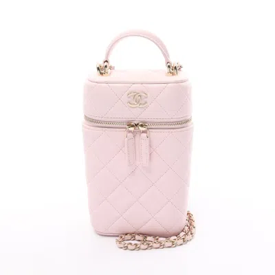 Pre-owned Chanel Matelasse Vanity Phone Case Chain Shoulder Bag Lambskin Light Gold Hardware 2way In Pink