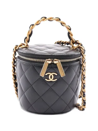 Chanel Matelassé Vanity Tote Bag In Black