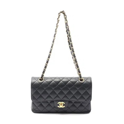 Pre-owned Chanel Matelasse W Flap Shoulder Bag In Black