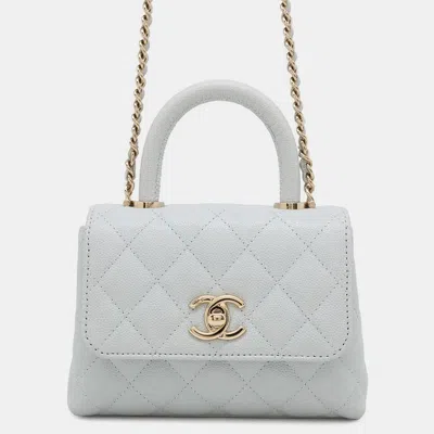 Pre-owned Chanel Matelassechainclutch Light Blue Caviar Leather Size Mini Mini