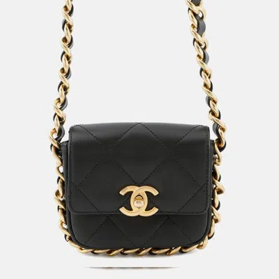 Pre-owned Chanel Matelasseflap Bag Chain Shoulder Bag Black Calf Leather Size Mini
