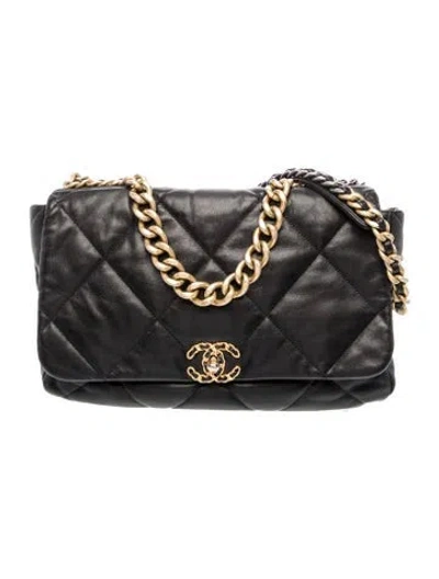 Pre-owned Chanel Maxi 19 Flap Bag In Black