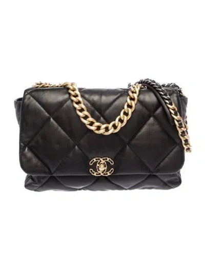 Pre-owned Chanel Maxi 19 Flap Bag In Black